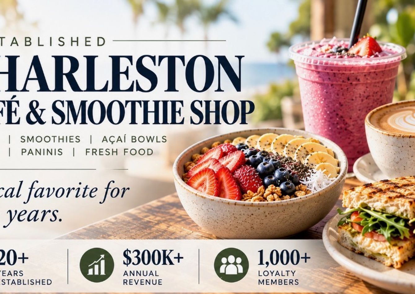 Image of Established Charleston Café & Smoothie Shop | 20+ Years