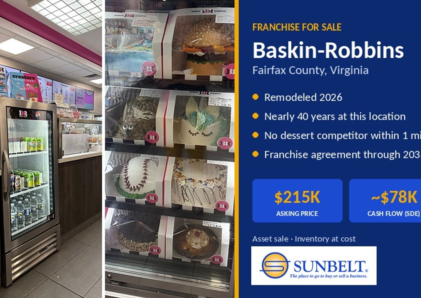 Image of Remodeled 2026 Baskin-Robbins Franchise | Nearly 40 Years at Same Location | No Dessert Competitor Within 1 Mile | West Fairfax County, VA